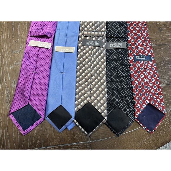 Lot x 5 Designer Ties Michael Kors Kenneth Cole Polo Ralph Lauren - Picture 2 of 5